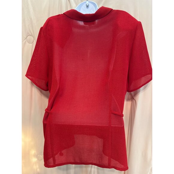 Vintage Donna Ricco Size 14 Red Blouse - Picture 3 of 4